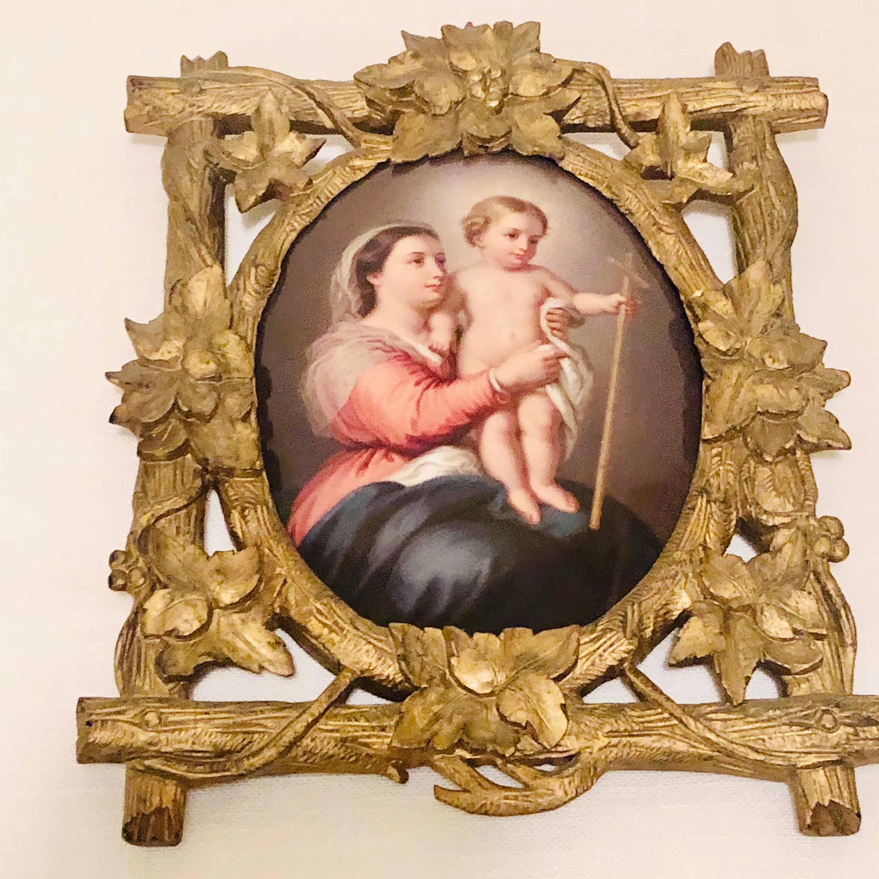 KPM Porcelain Plaque of Madonna and Child in Gilded Black Forest Frame ...