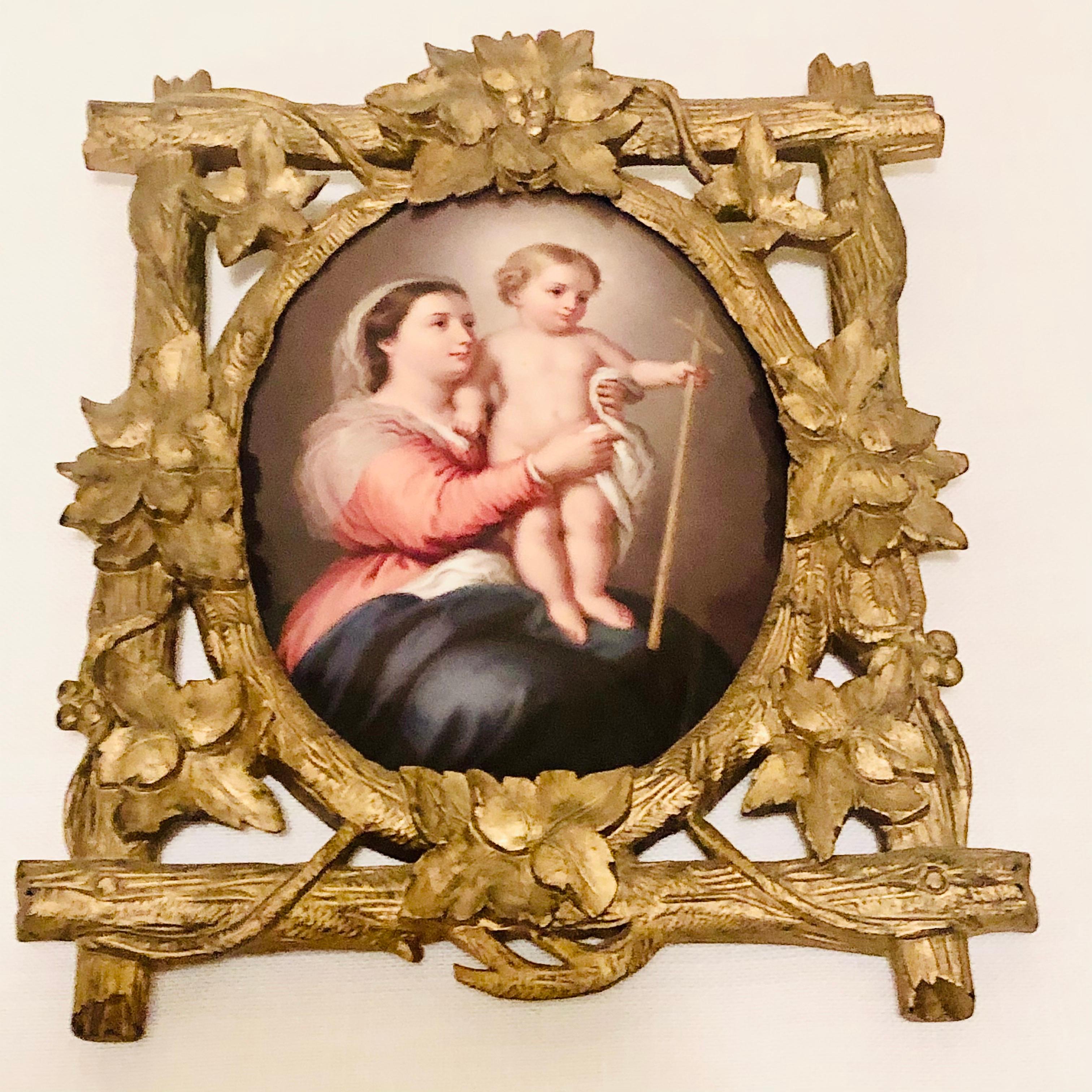 KPM Porcelain Plaque of Madonna and Child in Gilded Black Forest Frame ...