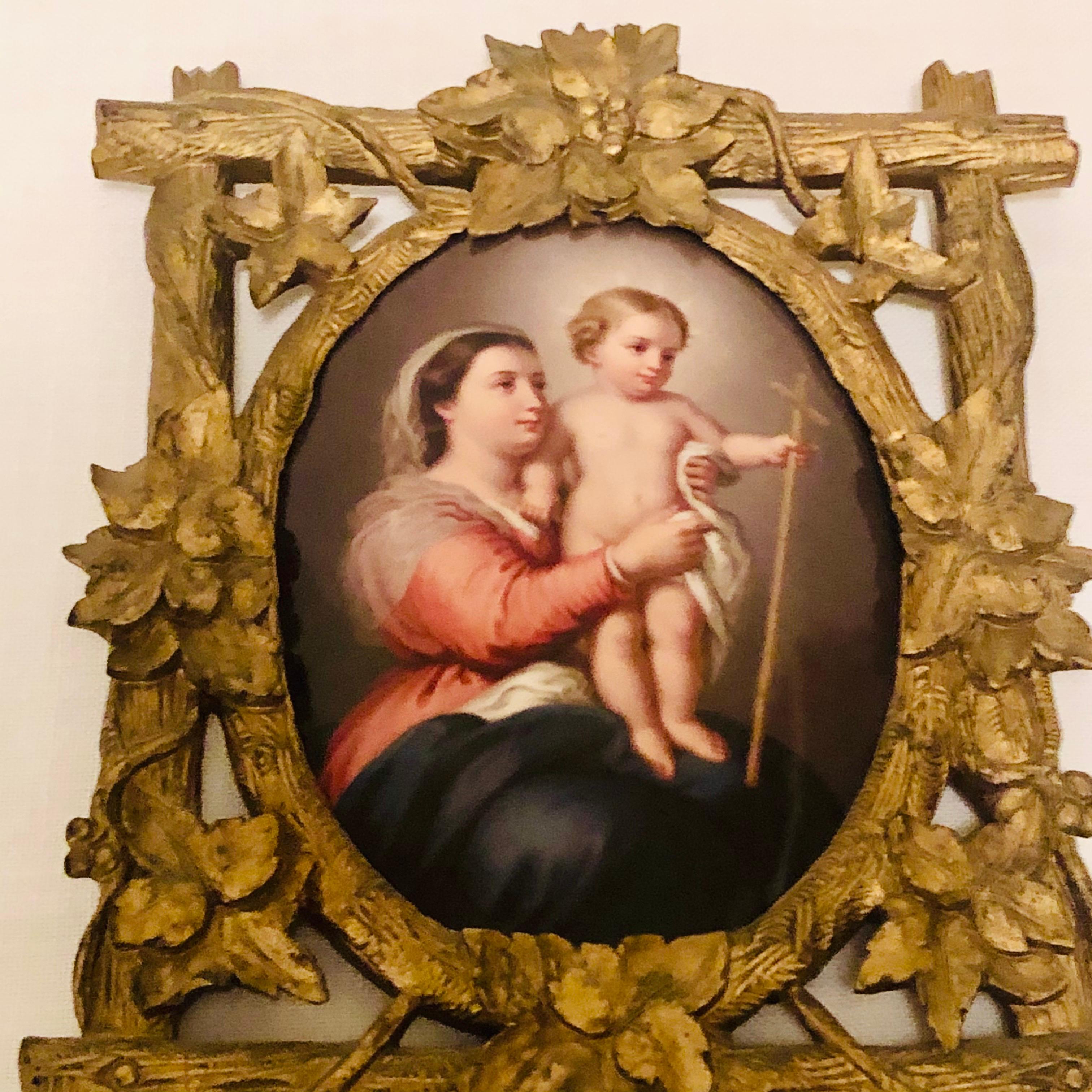 KPM Porcelain Plaque of Madonna and Child in Gilded Black Forest Frame ...