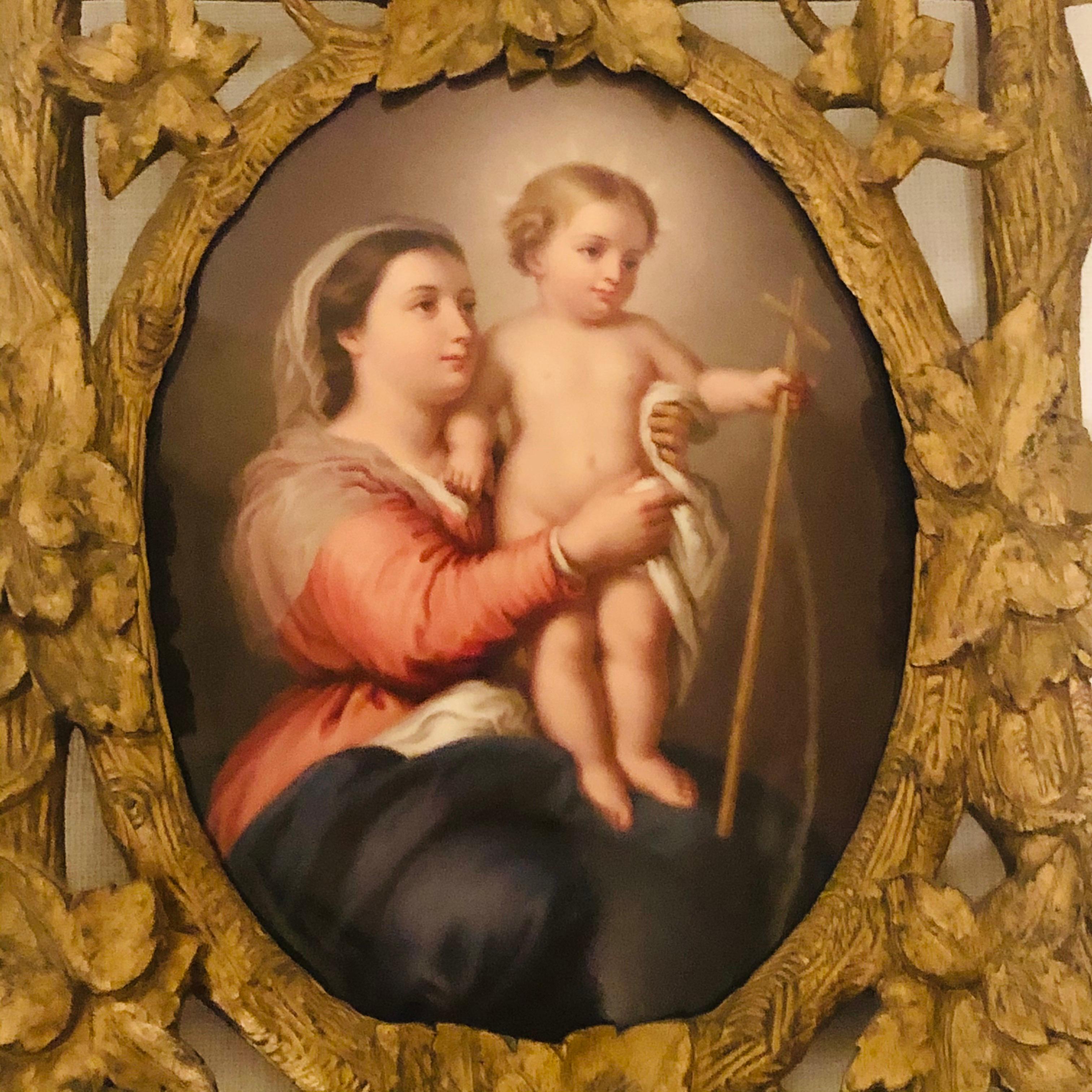 KPM Porcelain Plaque of Madonna and Child in Gilded Black Forest Frame ...