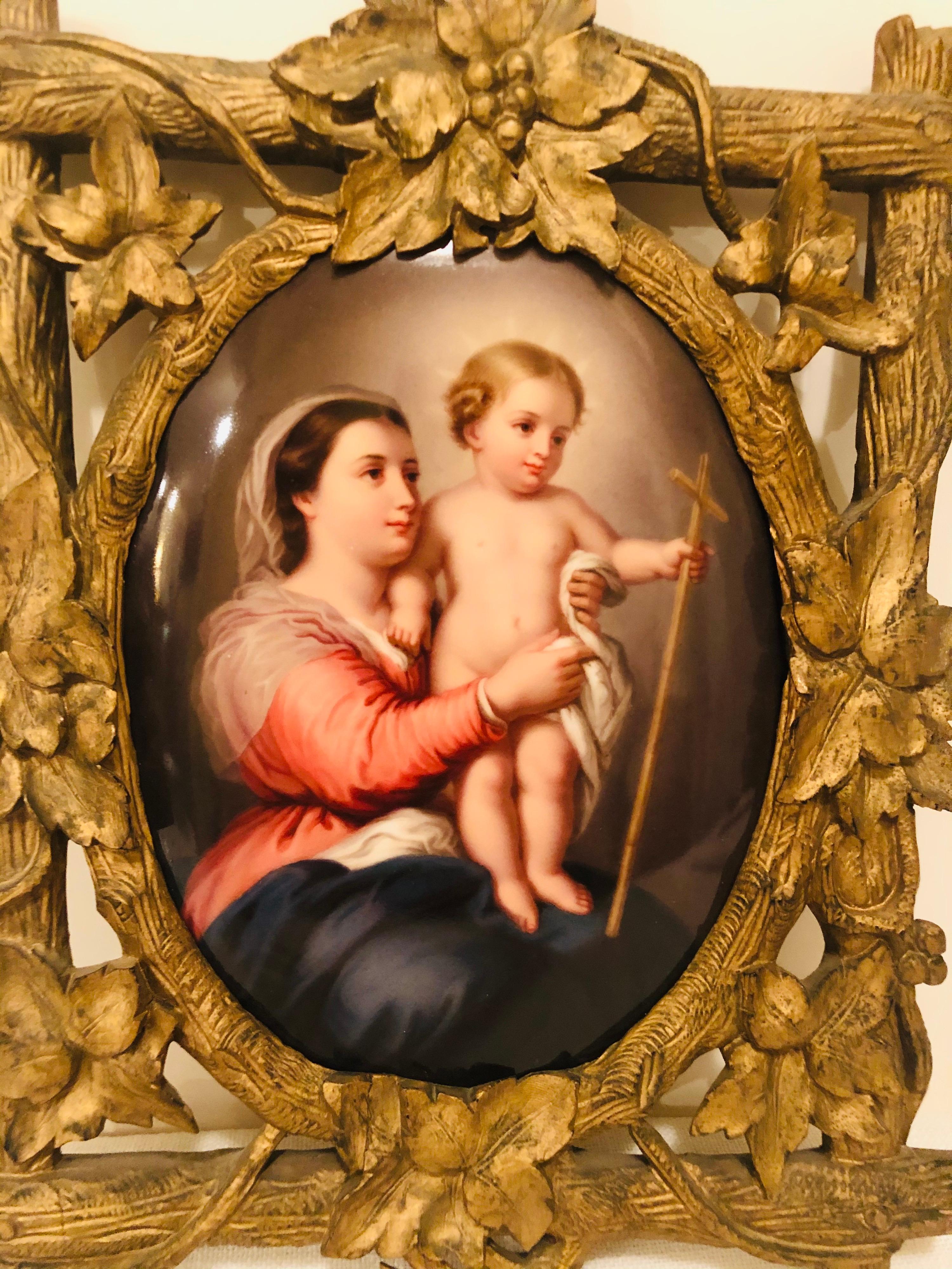 KPM Porcelain Plaque of Madonna and Child in Gilded Black Forest Frame ...