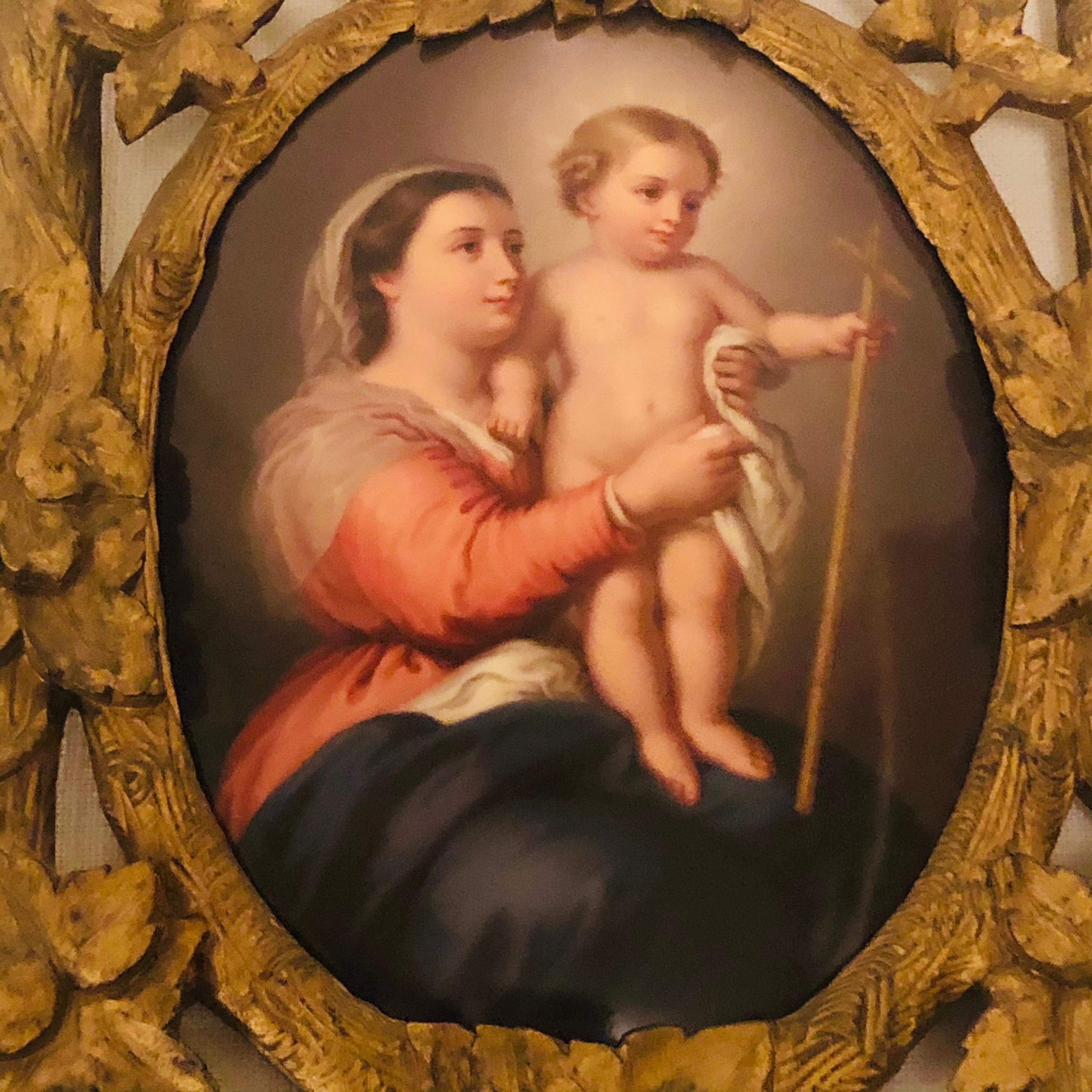 KPM Porcelain Plaque of Madonna and Child in Gilded Black Forest Frame ...