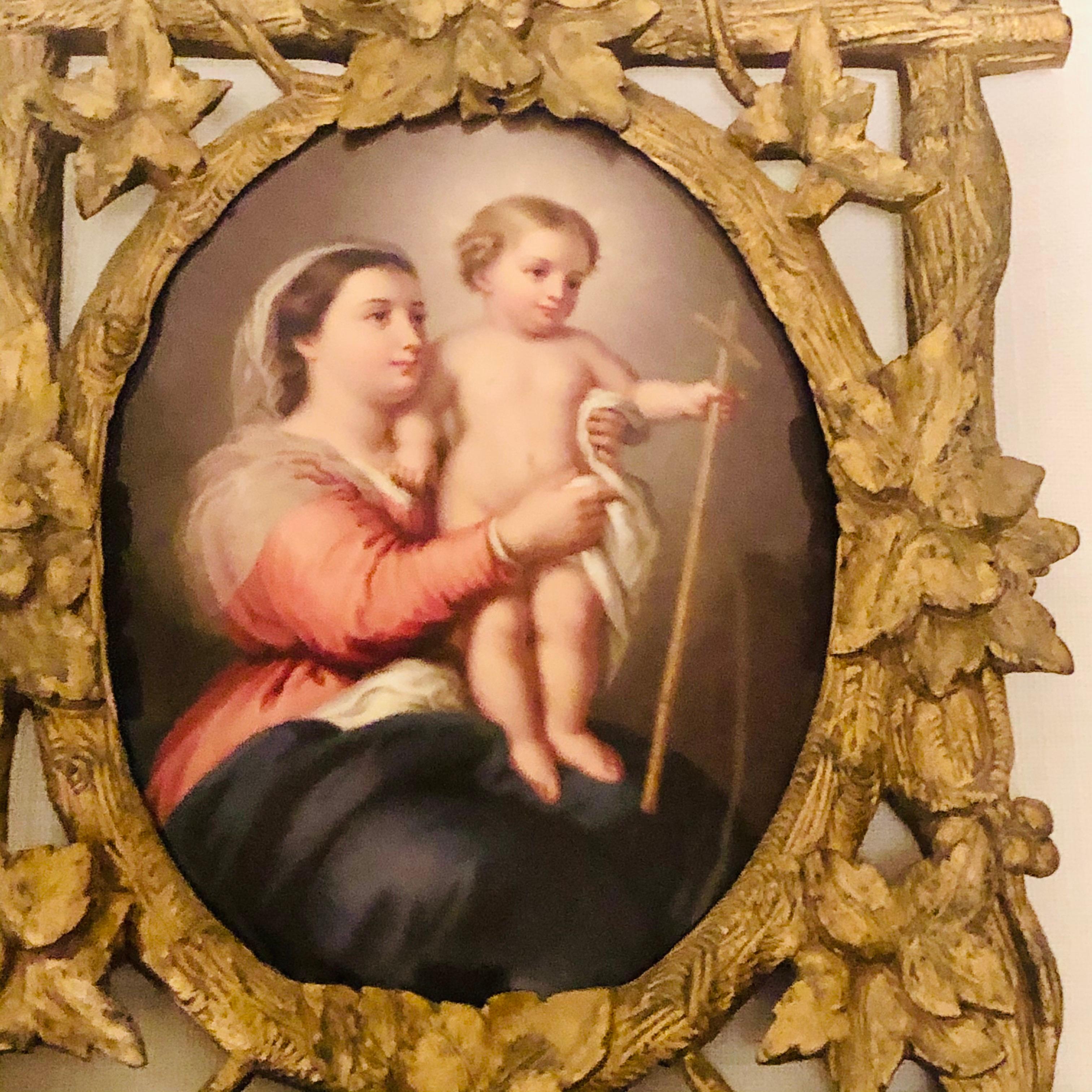 KPM Porcelain Plaque of Madonna and Child in Gilded Black Forest Frame ...