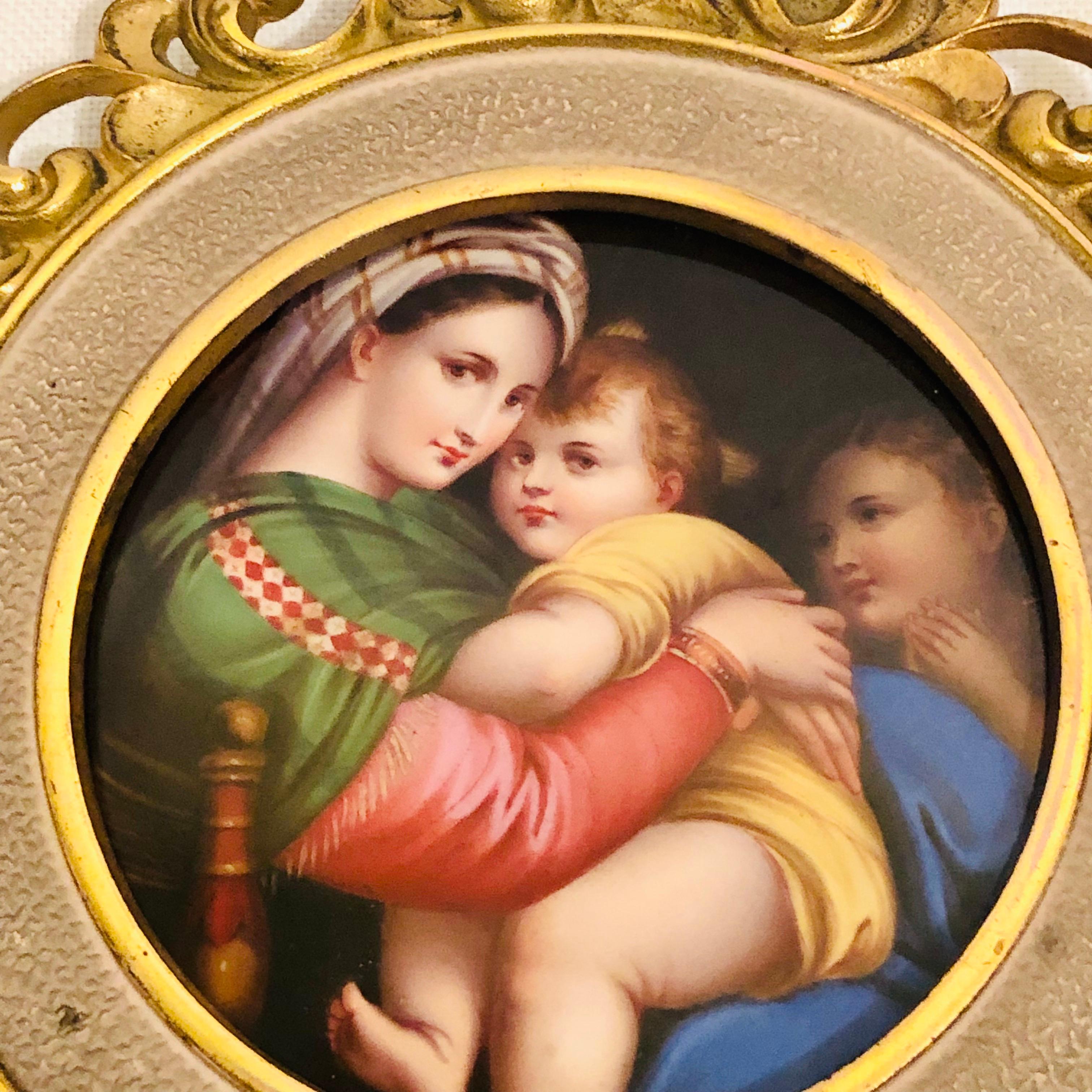 German KPM Porcelain Plaque of Mary and Her Child after Madonna of the Chair Painting For Sale