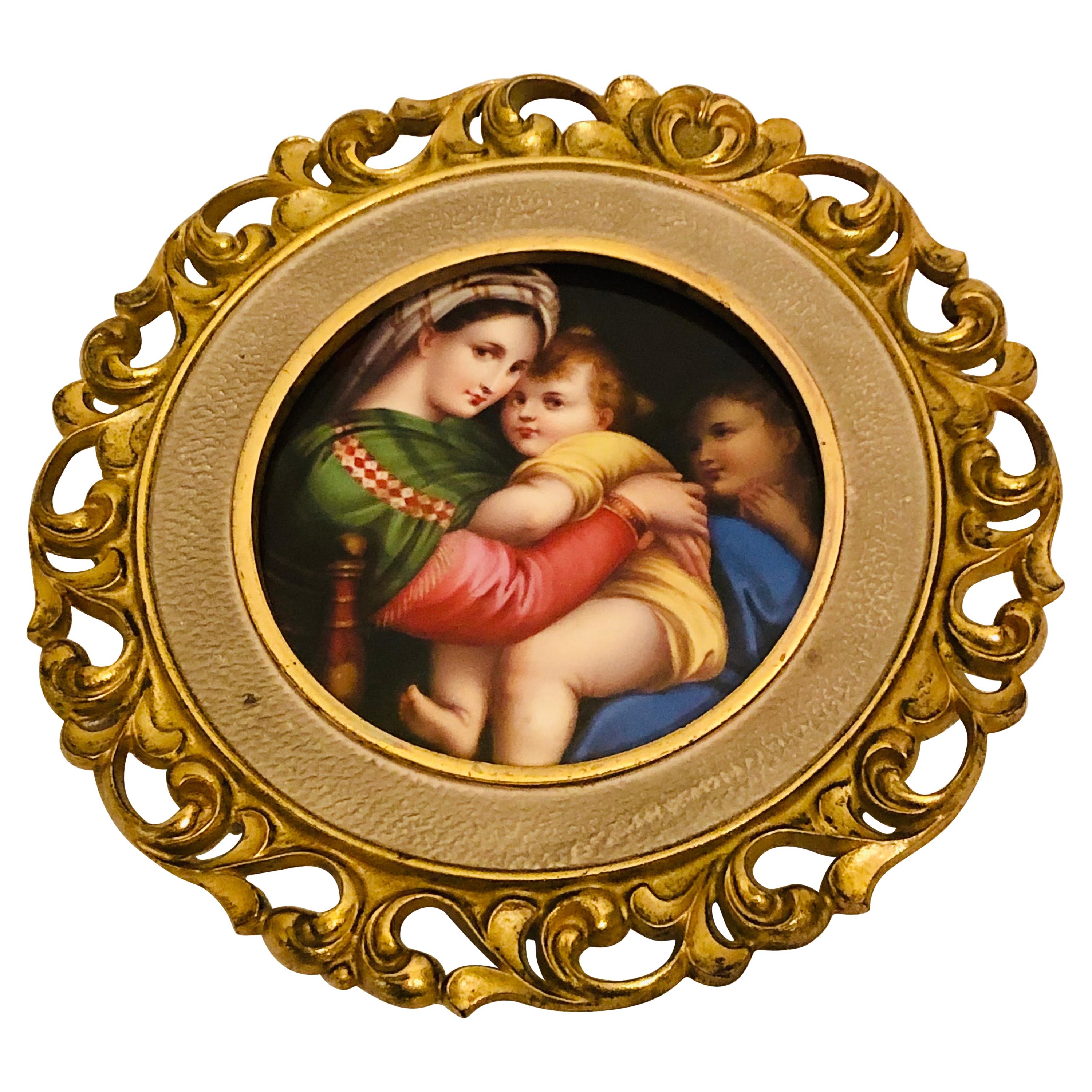 KPM Porcelain Plaque de Marie et son Child d'après la peinture de la Madonna de la Chaise