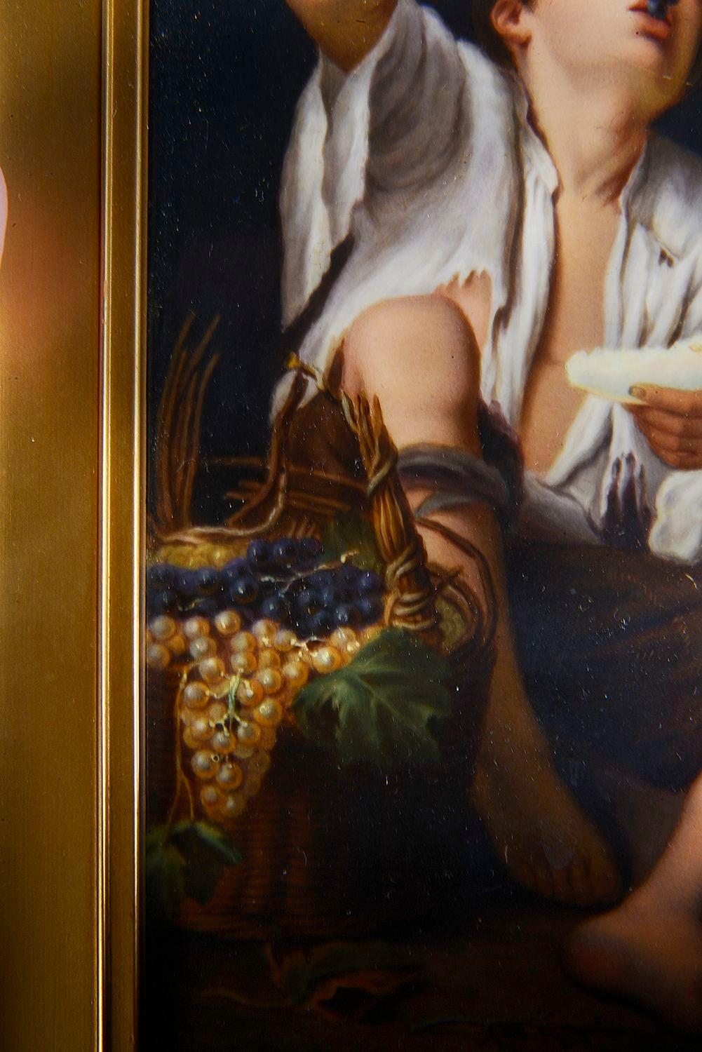 Placa de porcelana KPM de niños comiendo fruta, hacia 1880 siglo XIX en venta