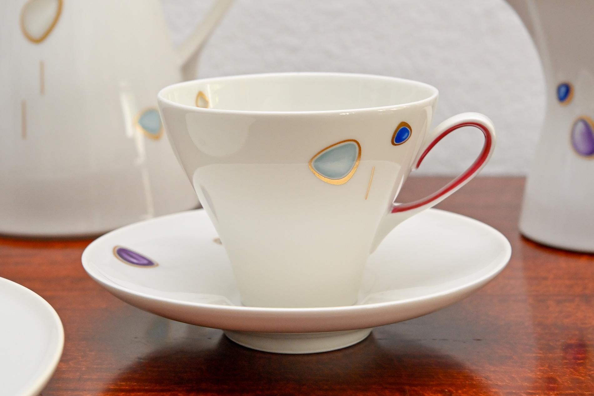 20th Century KPM Royal Berlin Design by Griemert Porcelain Coffee Set, Decor by von Unruh For Sale