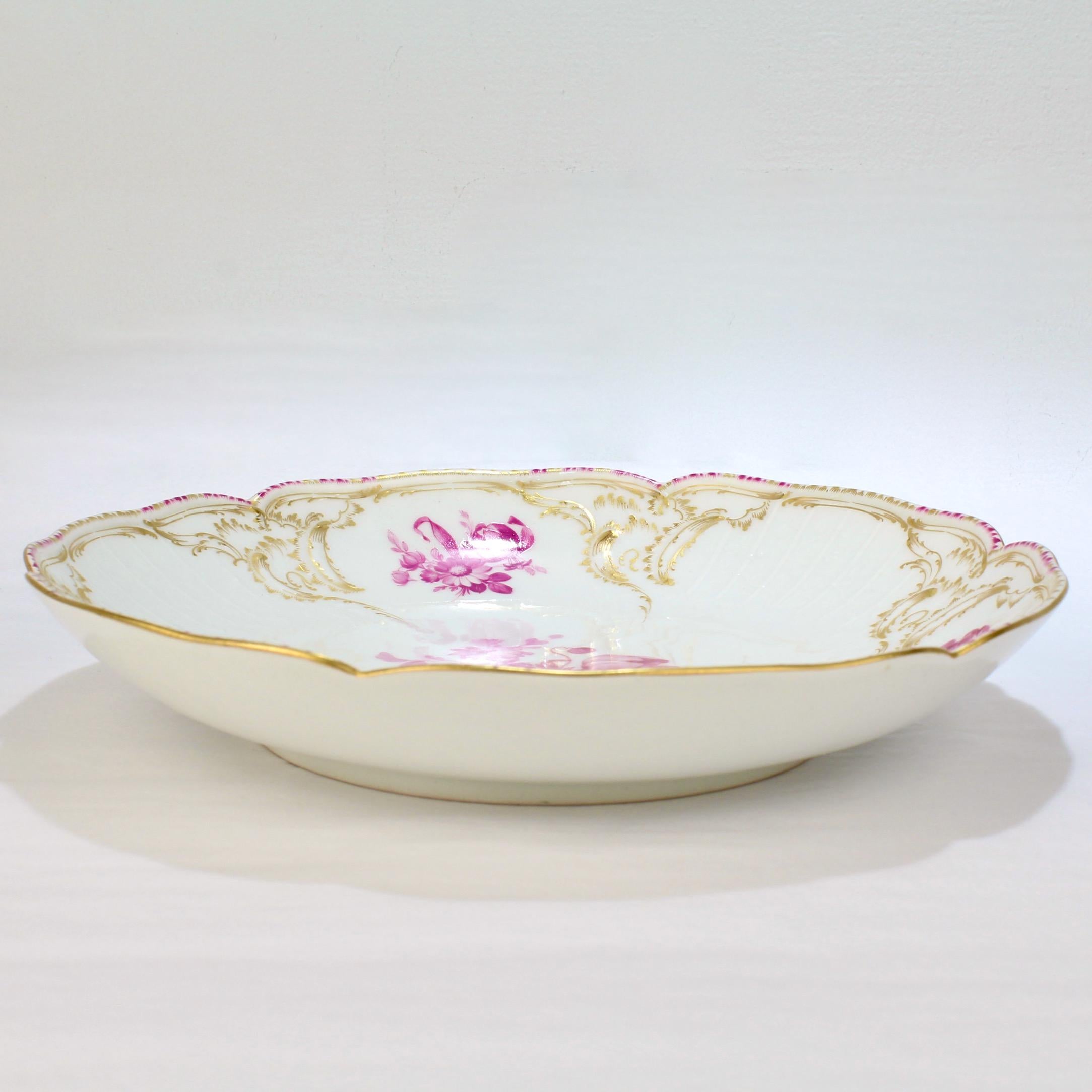 German KPM Royal Berlin Porcelain Reliefzierat Pattern Low Bowl in Puce