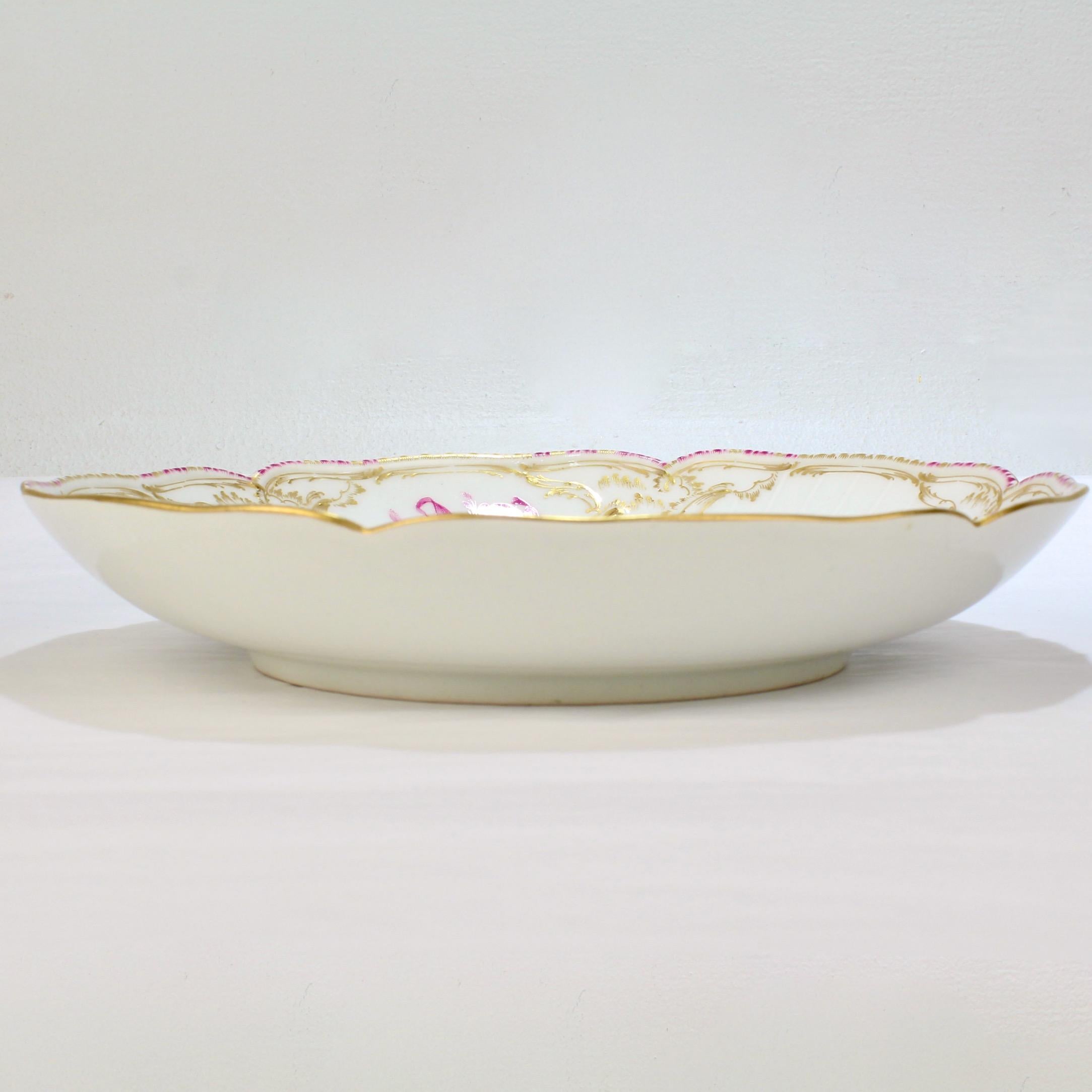 KPM Royal Berlin Porcelain Reliefzierat Pattern Low Bowl in Puce In Good Condition In Philadelphia, PA