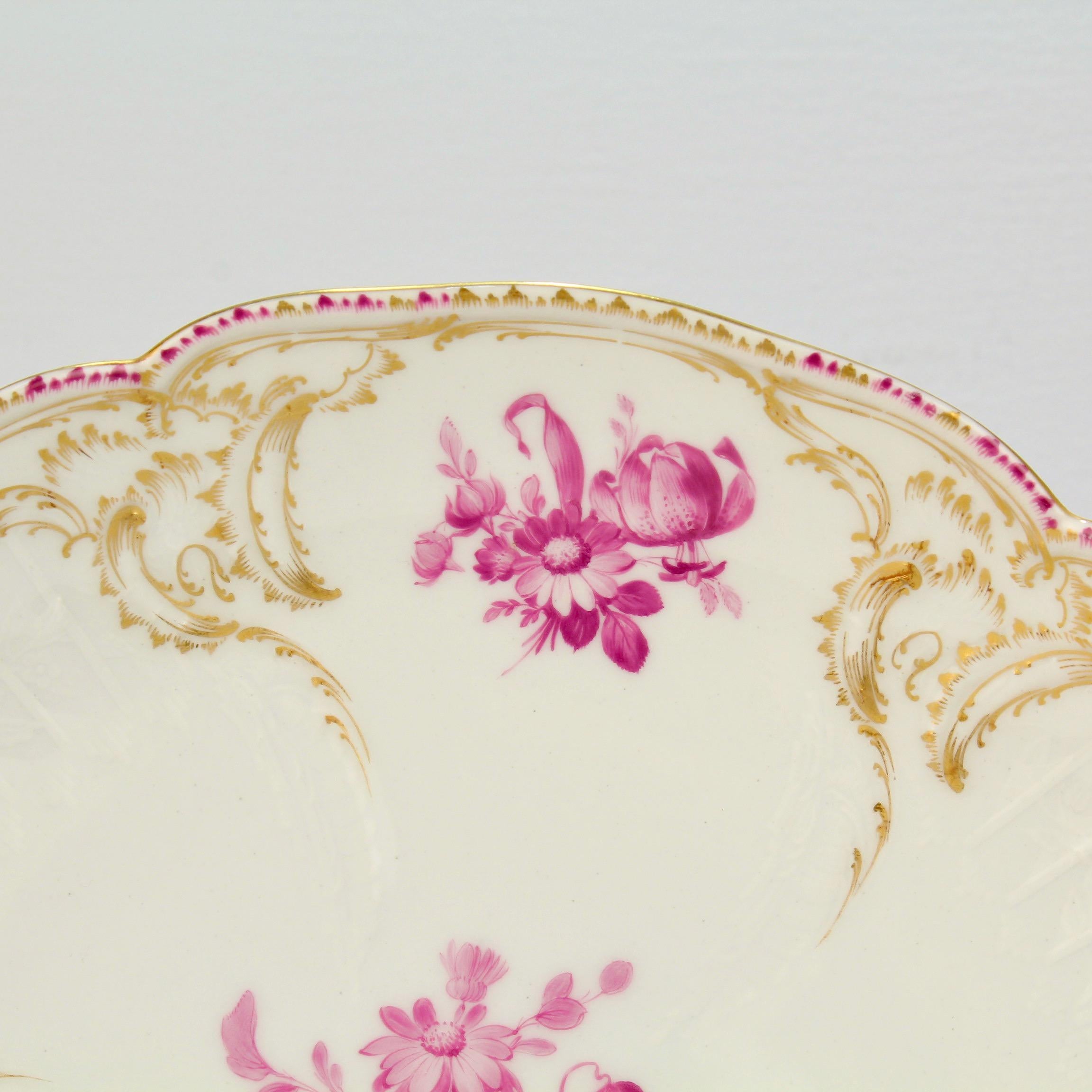 KPM Royal Berlin Porcelain Reliefzierat Pattern Low Bowl in Puce 2