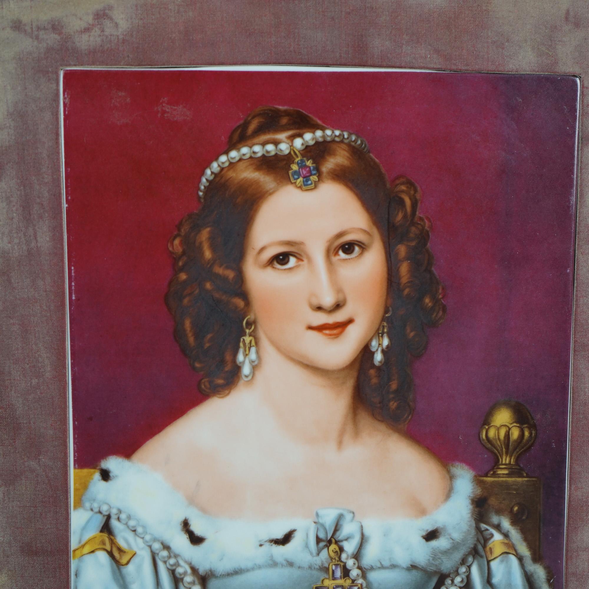 Hand-Painted KPM School Porcelain Portrait Plaque of Charlotte Von Owen RPM Germany 20thC