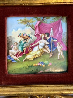 KPM Style Hand Painted Medieval Time Scene Plaque