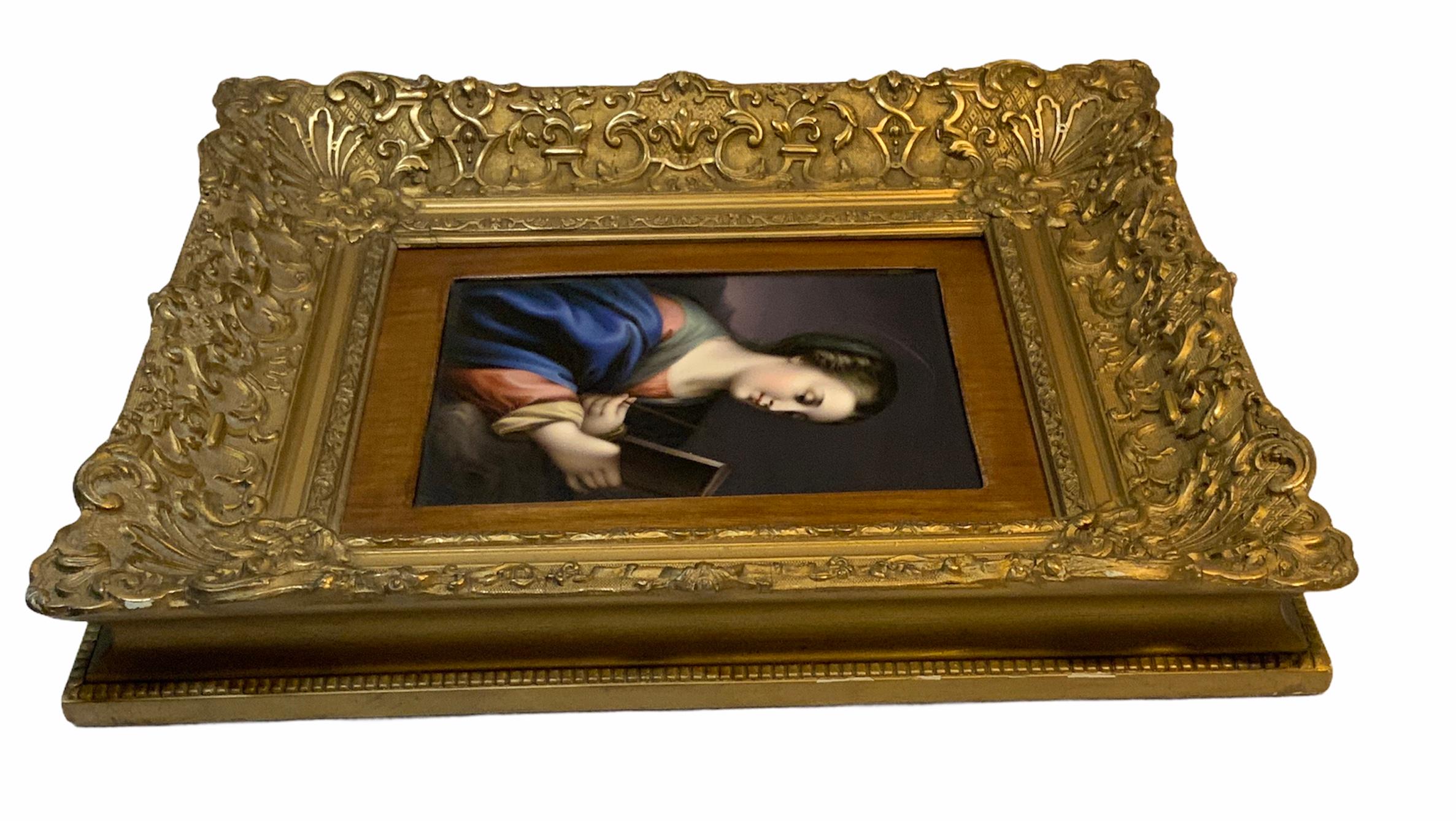 KPM Style Plaque of Saint Catherine of Alexandria In Good Condition For Sale In Guaynabo, PR