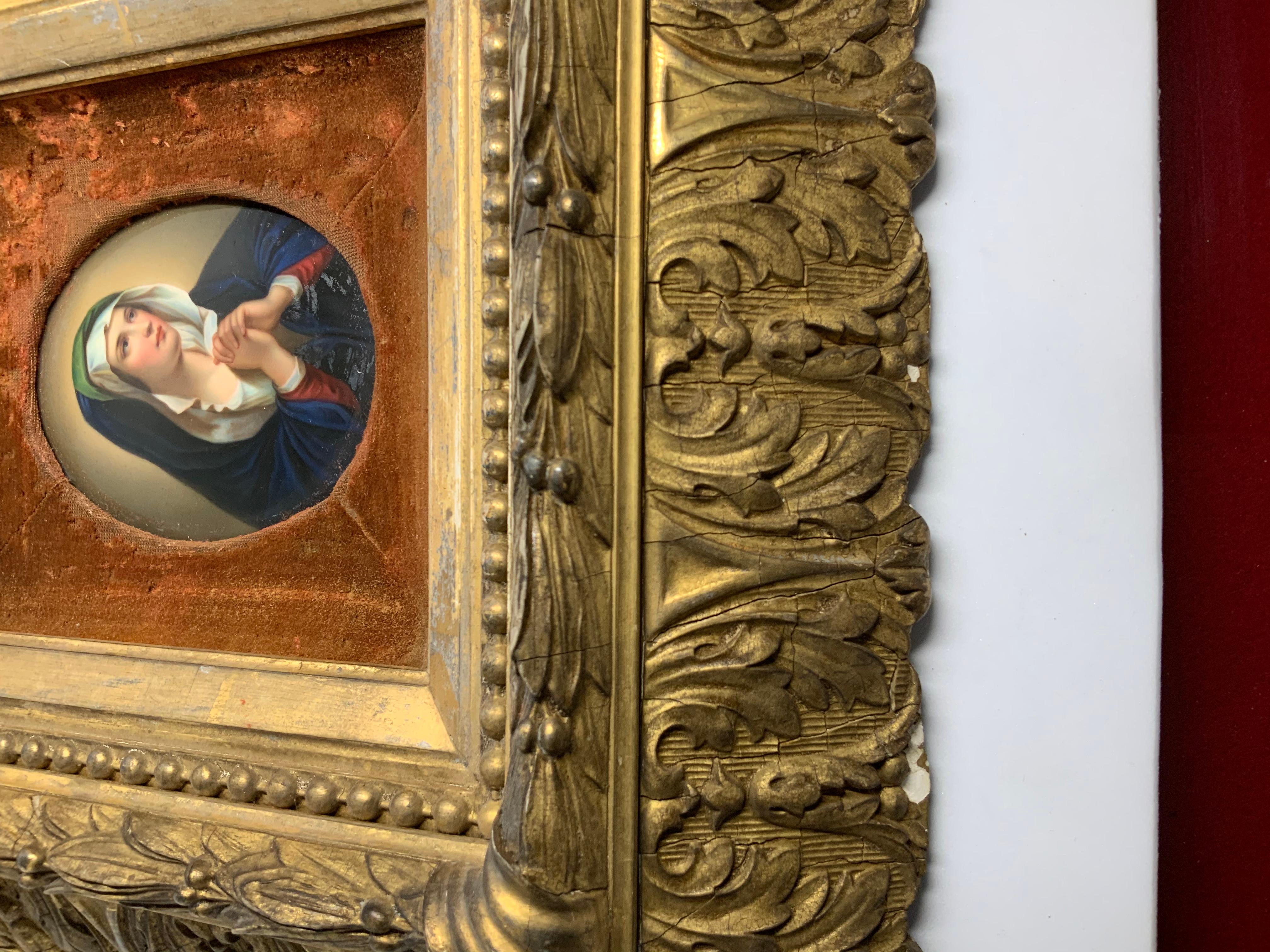 KPM Style Porcelain Plaque Portrait of the Virgin Mary 3