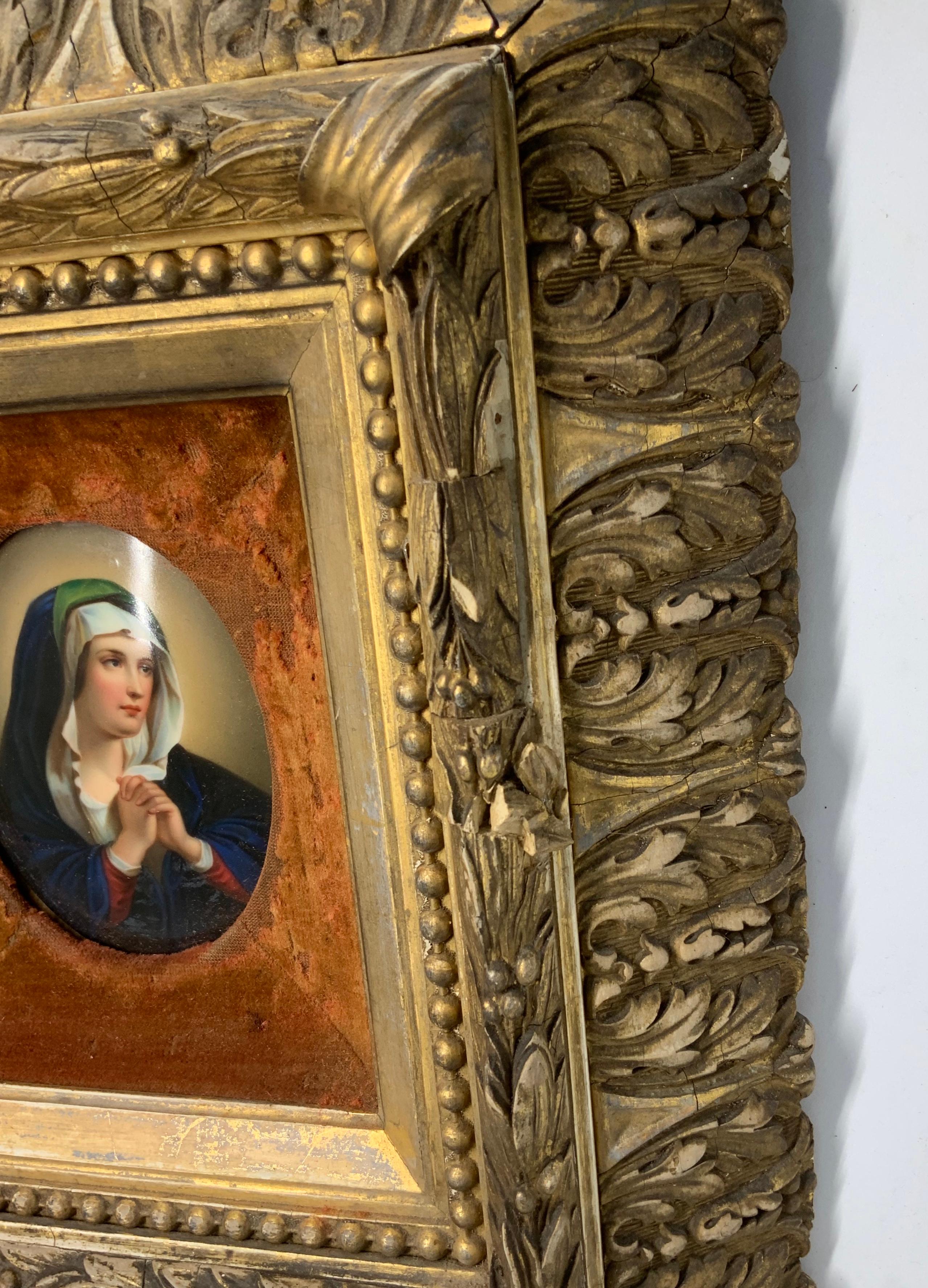 KPM Style Porcelain Plaque Portrait of the Virgin Mary 2