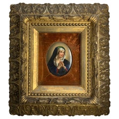 KPM Style Porcelain Plaque Portrait of the Virgin Mary