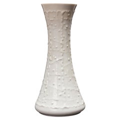 KPM West German Mid-Century Organic Line and Dot Textured White Porcelain Vase