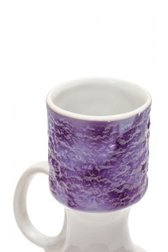 KPM West German Mid-Century Puple Textured and White Porcelain Handled Vase