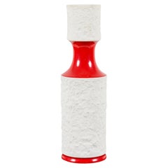 KPM West German Mid-Century Red and White Textured Porcelain Vase