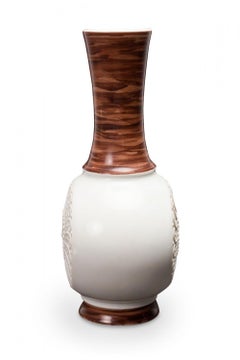 KPM West German Mid-Century Spiral Sunburst Design White & Brown Porcelain Vase