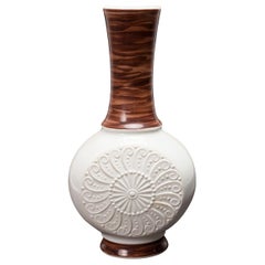 KPM West German Mid-Century Spiral Sunburst Design White 
Brown Porcelain Vase