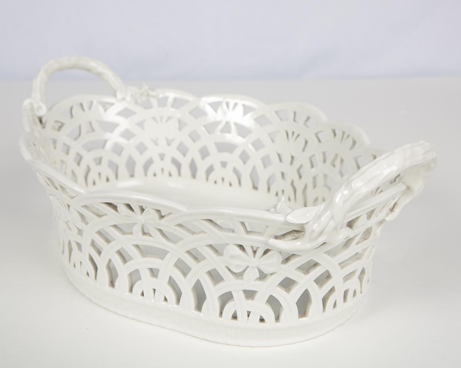 KPM White Antique Pierced Porcelain Basket 1
