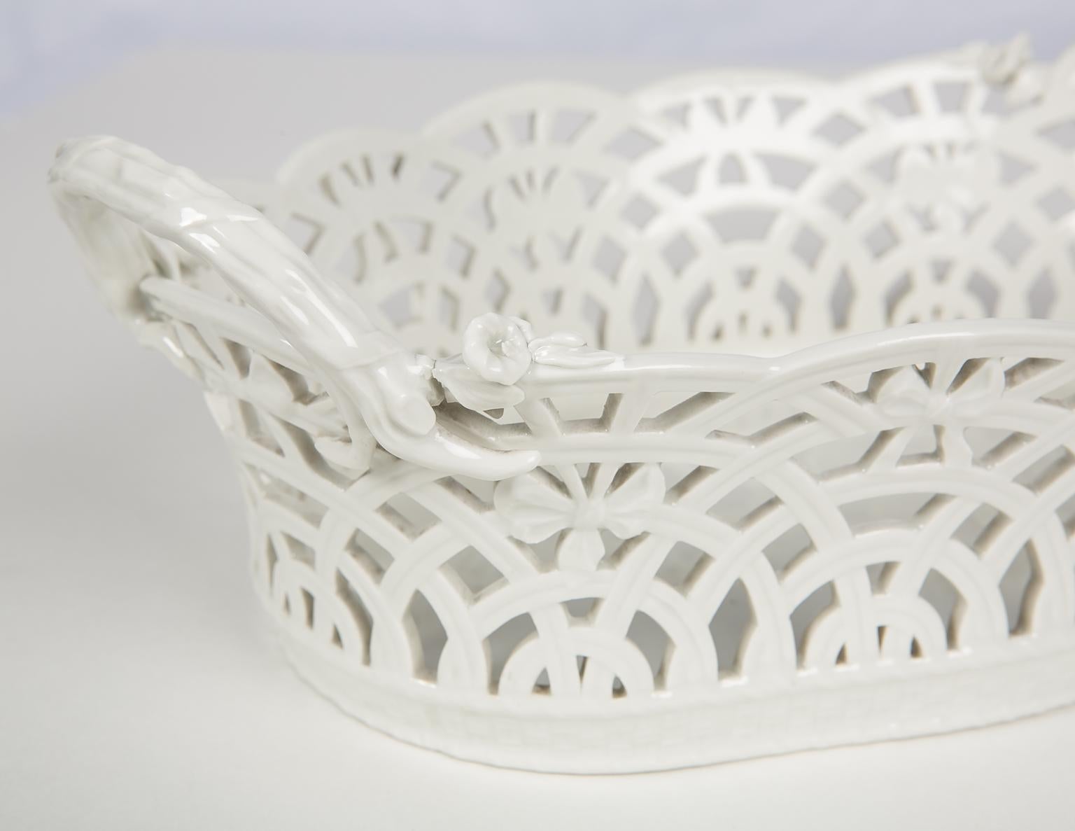 European KPM White Antique Pierced Porcelain Basket
