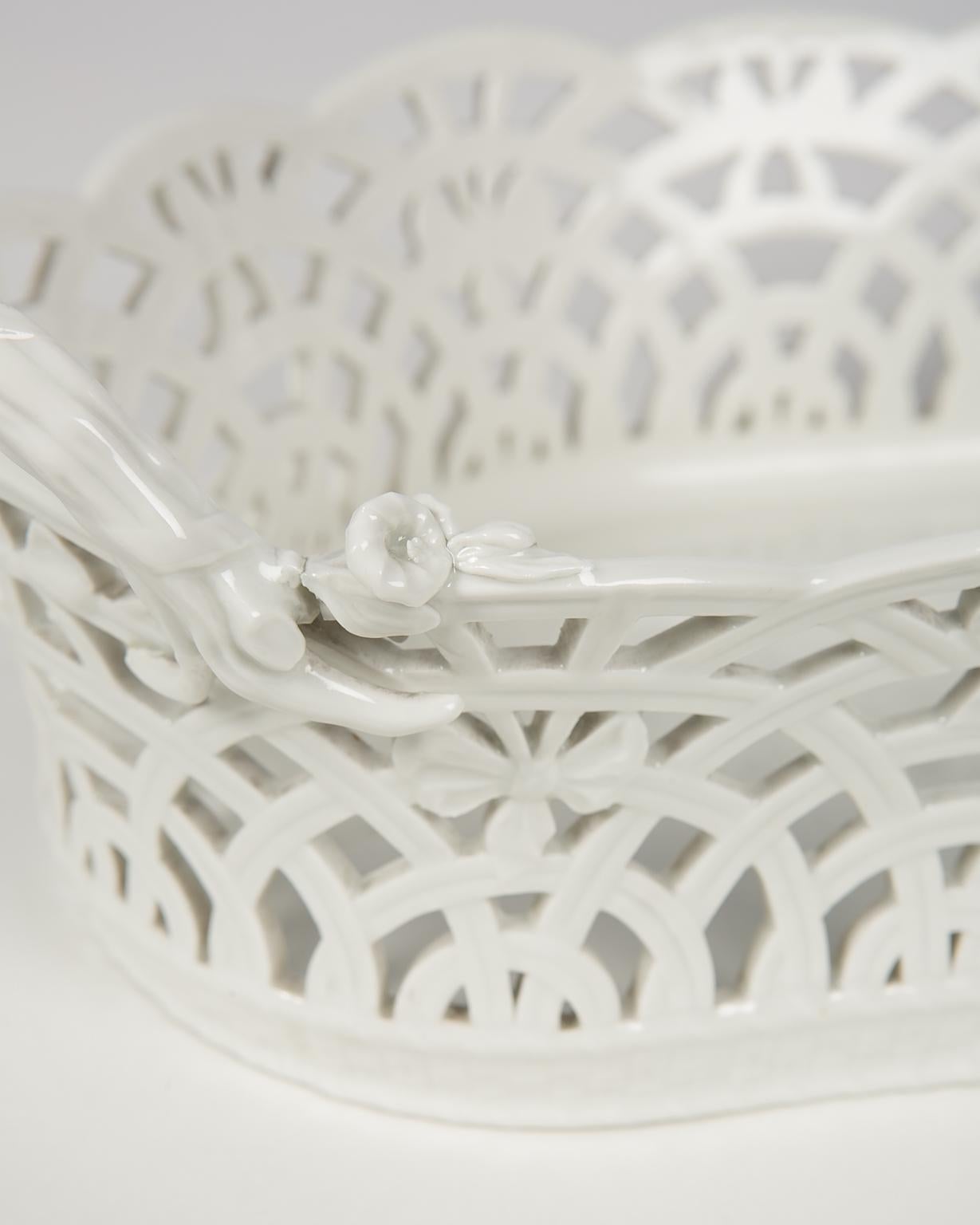 Molded KPM White Antique Pierced Porcelain Basket