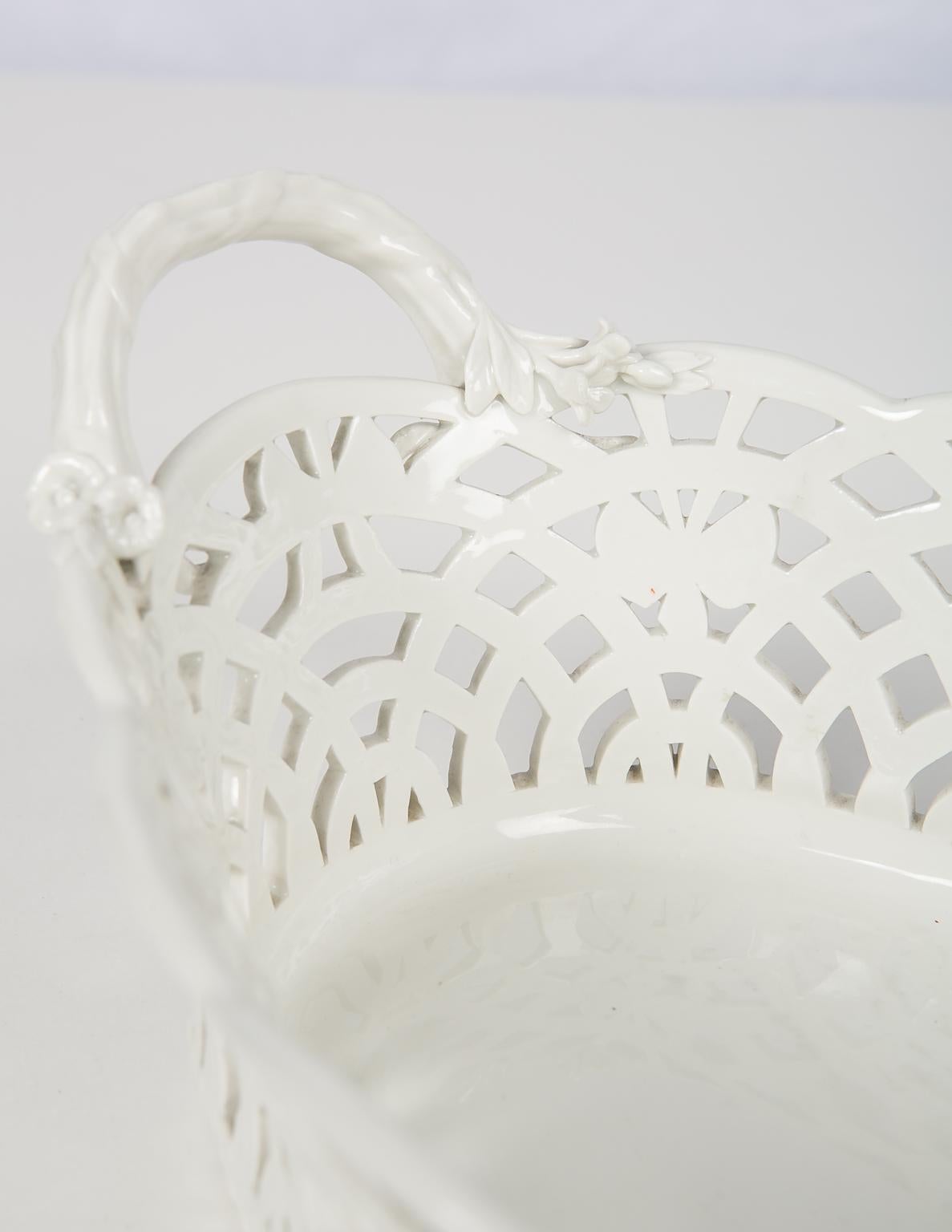 19th Century KPM White Antique Pierced Porcelain Basket