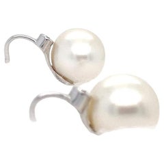 K.R. 18k White Gold & Cultured Pearl Drop Earrings w/ Diamond Accent