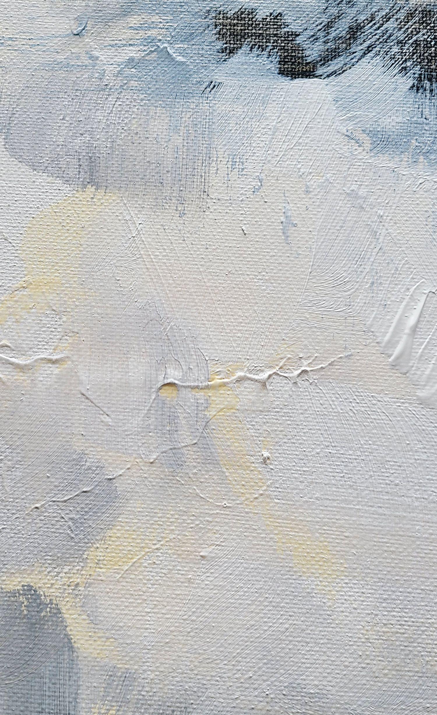 Originalgemälde, erstellt mit Acrylfarben und anderen Medien auf Leinwand. Ungerahmte Leinwand. Die Farben sind Grau, Weiß, Schwarz und Creme. Einzigartiges Originalgemälde - Ein abstraktes Gemälde in neutralen Tönen im expressionistischen Stil,