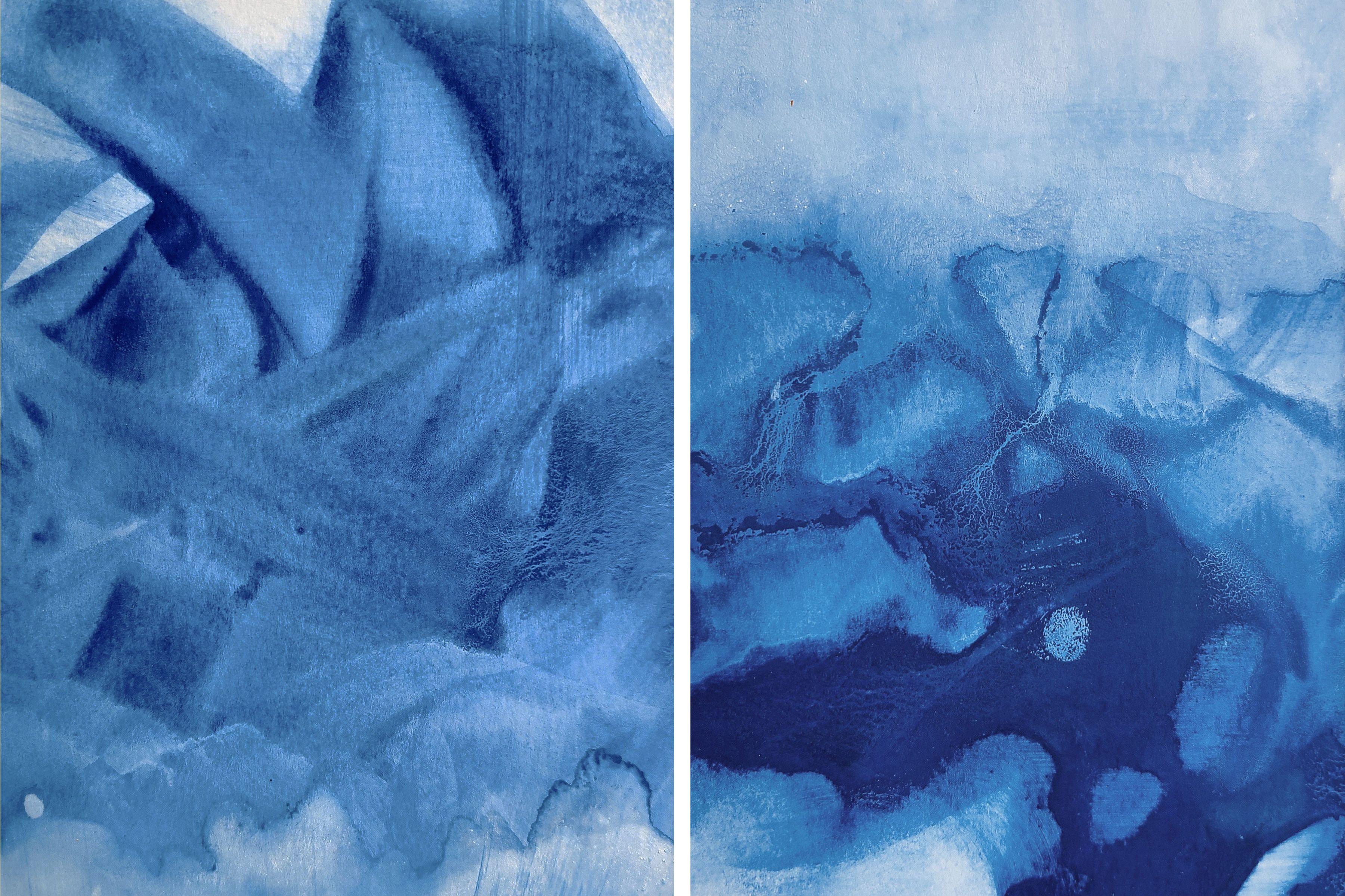 KR Moehr Abstract Painting - SPLASHIN I & II, Painting, Acrylic on Watercolor Paper