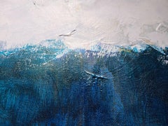 Abstractly, Original Signed Contemporary Blue and White Abstract Painting