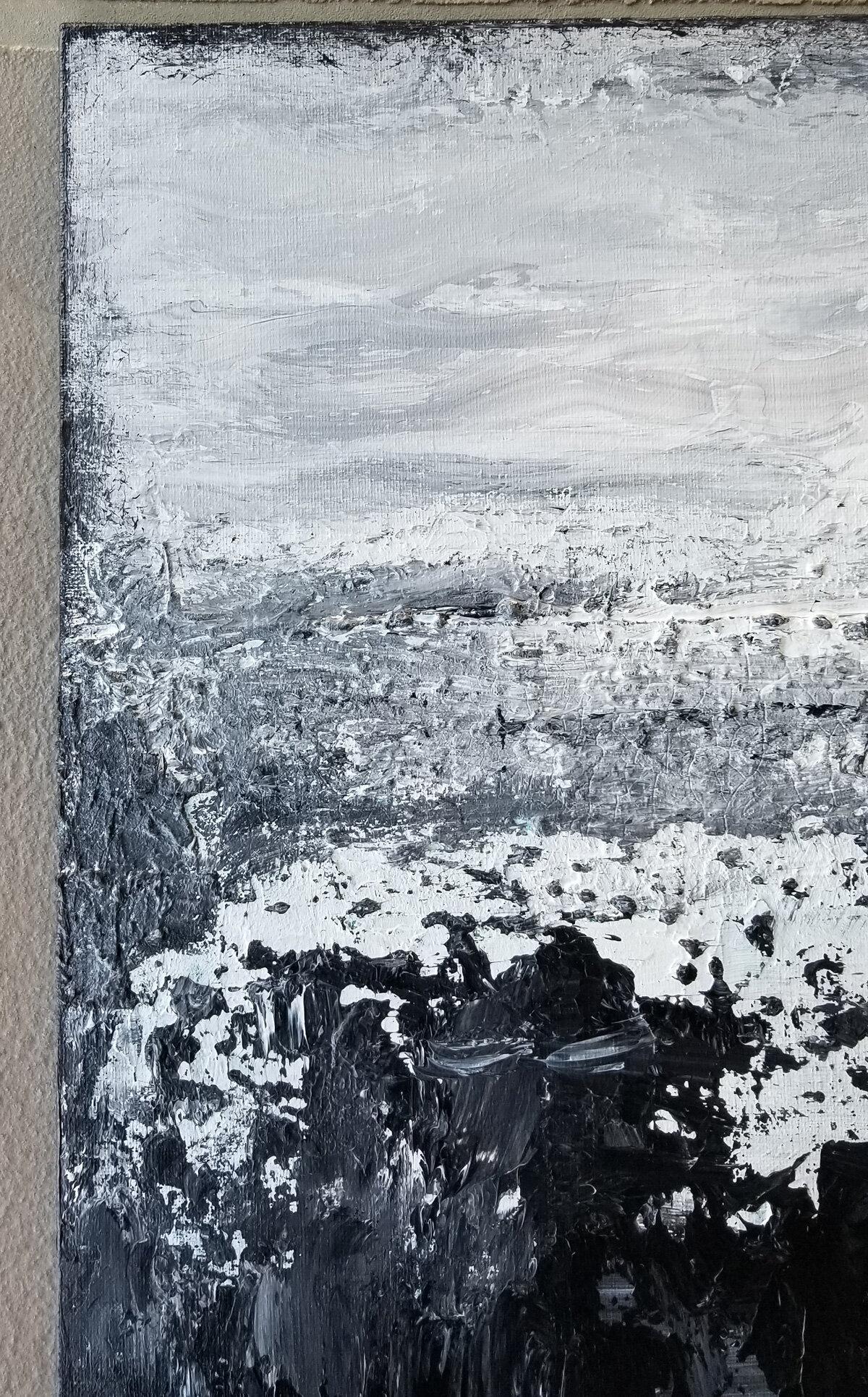 Schwarz Matter, Original signiertes zeitgenössisches abstraktes Schwarz-Weiß-Gemälde (Abstrakt), Painting, von Kr Moehr