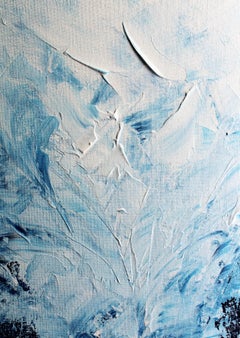 Blues Night, Original Framed Signed Contemporary Blue Abstract Acrylic Painting