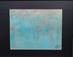 Coastal Drips, Original Signed Contemporary Blue Abstract Painting