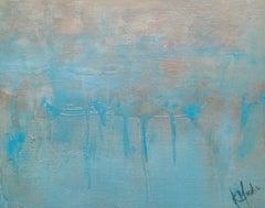 Coastal Drips, Original Signed Contemporary Blue Abstract Painting