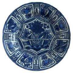 Plato de porcelana china de exportación, azul y blanco, Ming Wanli, circa 1600