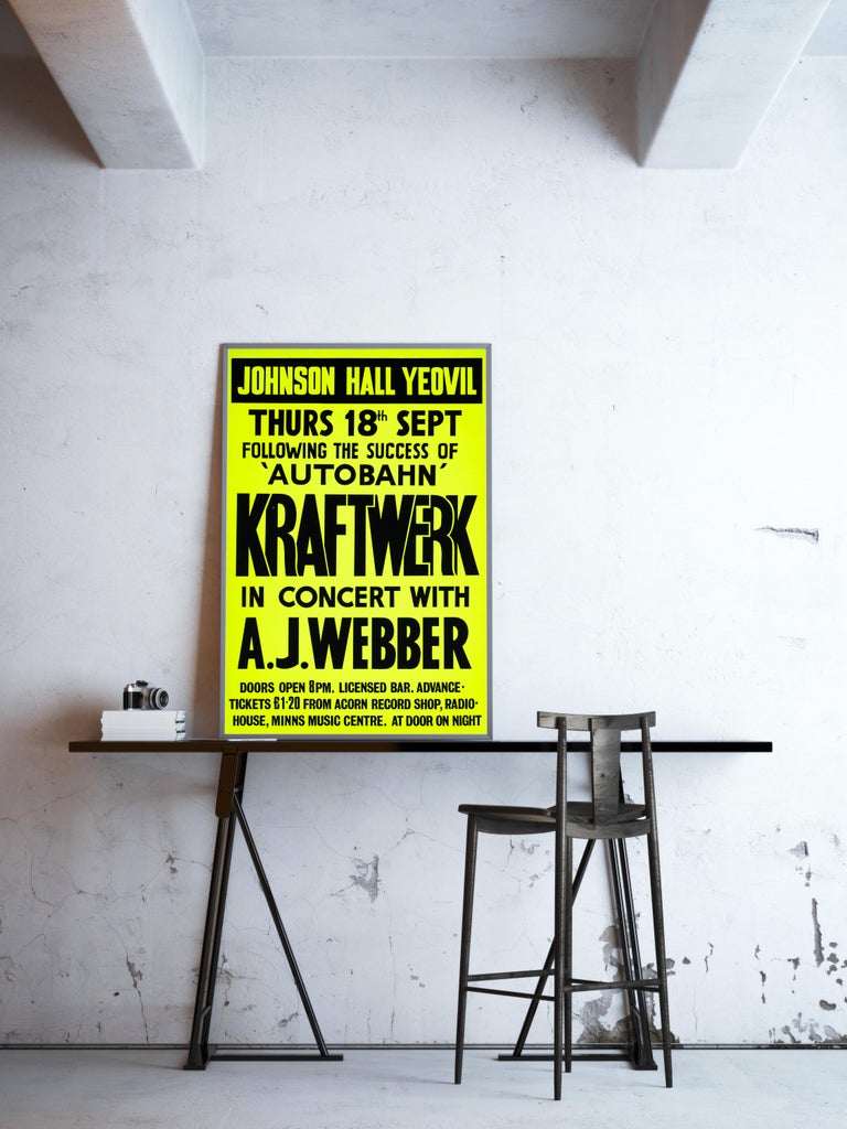 Post-Modern Kraftwerk Original Vintage UK Concert Poster, Yeovil, 1975 For Sale