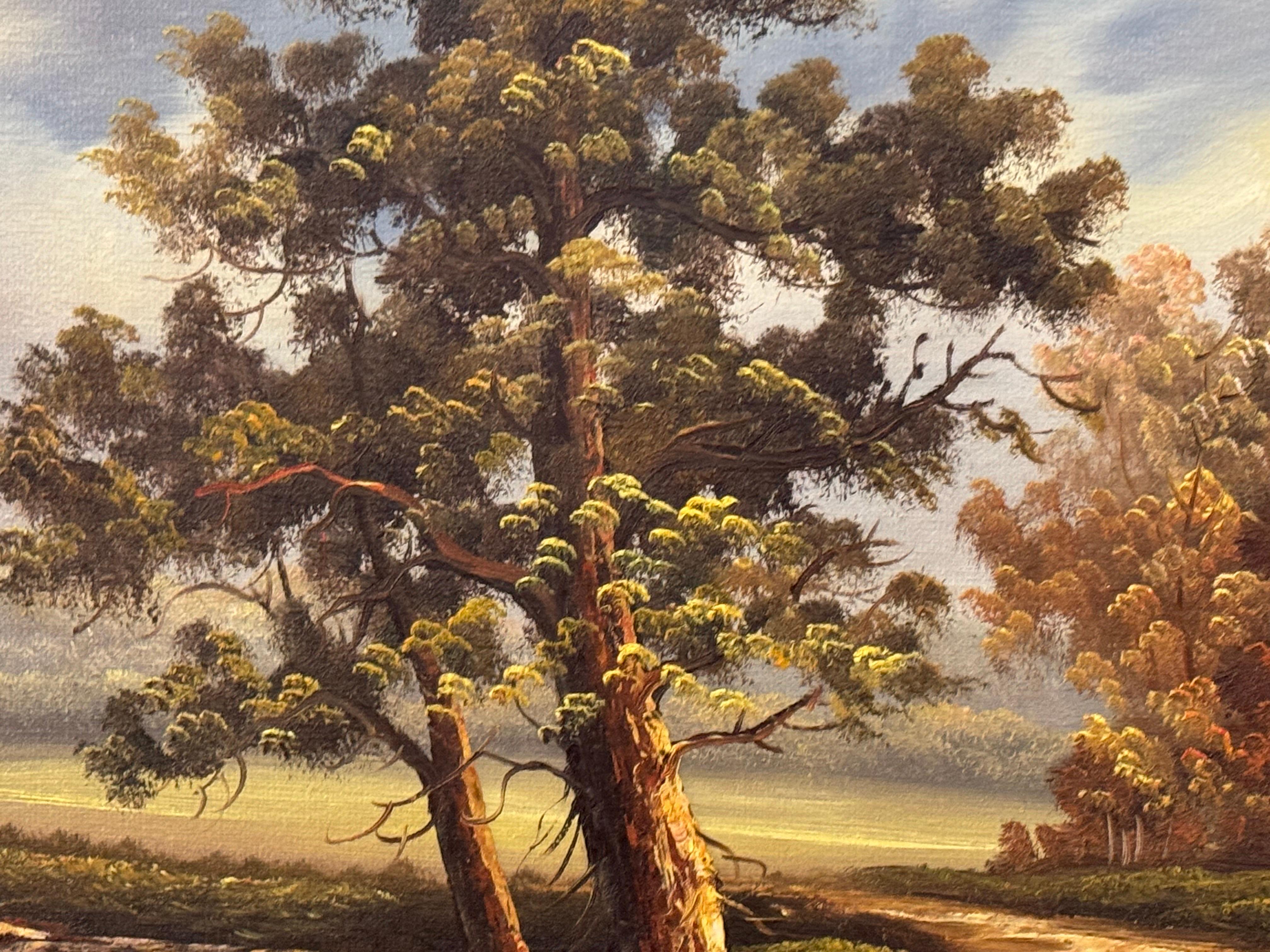 Serene Landschaftsssszene mit Bäumen, einem Tranquil-Teich und einem charmanten Haus im Angebot 10