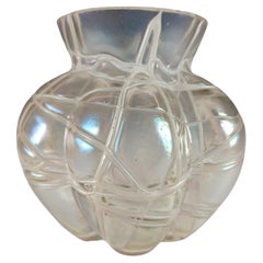 Used Kralik Art Nouveau 1900's Iridescent Veined Glass Vase