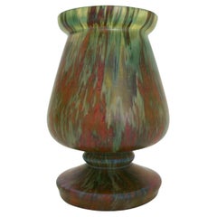 Vintage Kralik, Art Nouveau Moss Agate Satin Glass Vase, Czech Republic, 20th Century