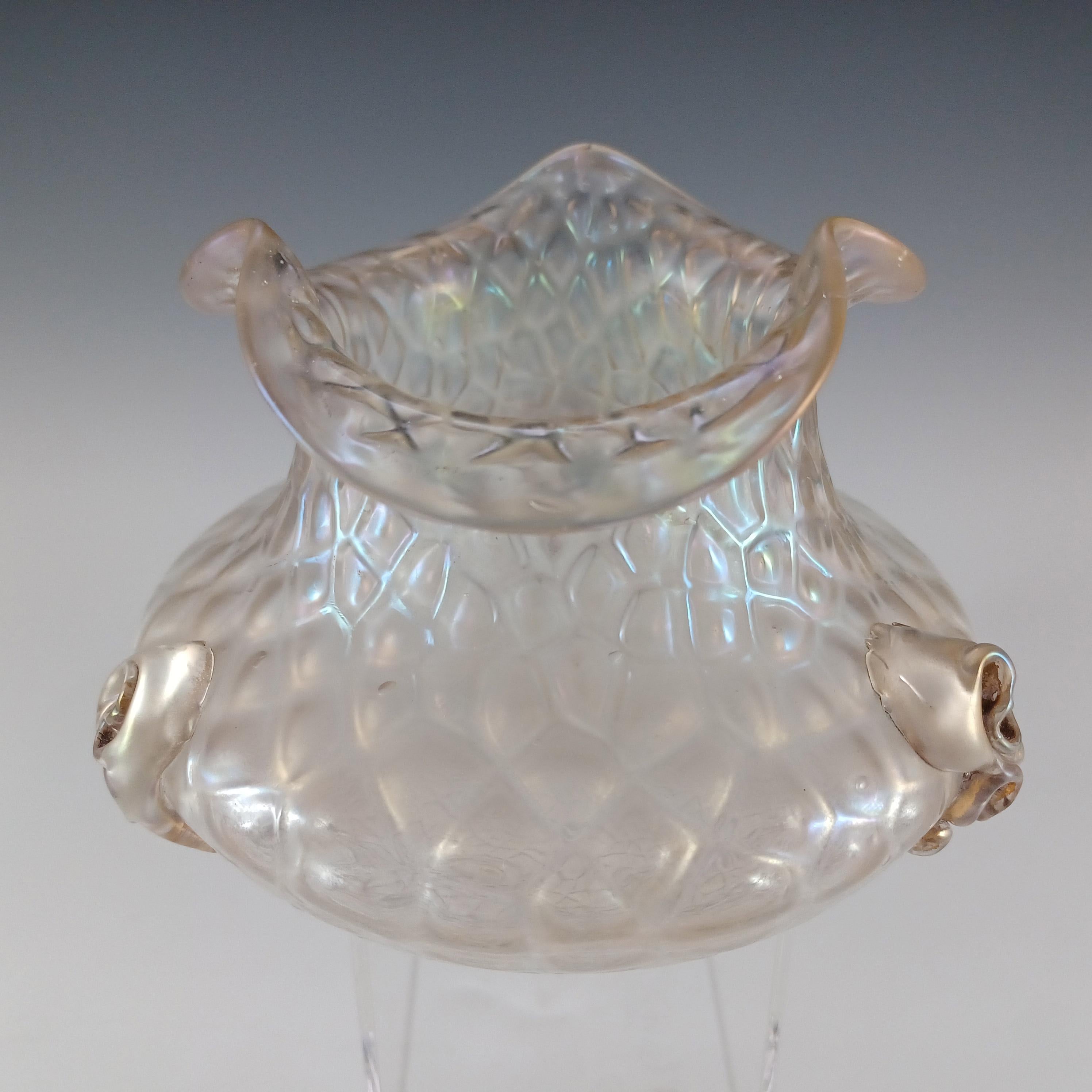 Hand-Crafted Kralik Art Nouveau Vintage Iridescent Glass 'Martelé' Vase