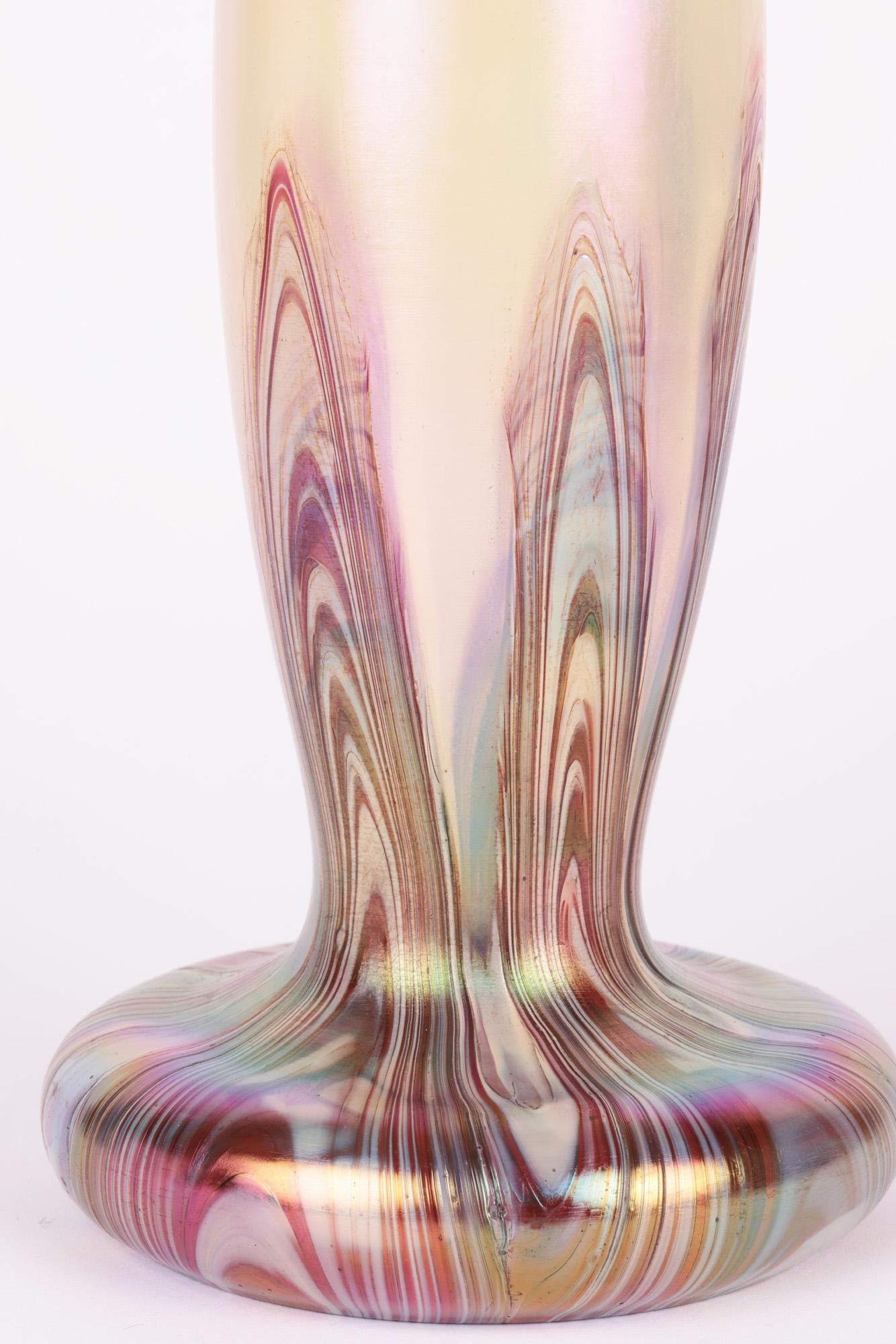 Kralik Bohemian Bronze Mounted Iridescent Art Glass Vase 5