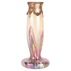 Kralik Bohemian Bronze Mounted Iridescent Art Glass Vase
