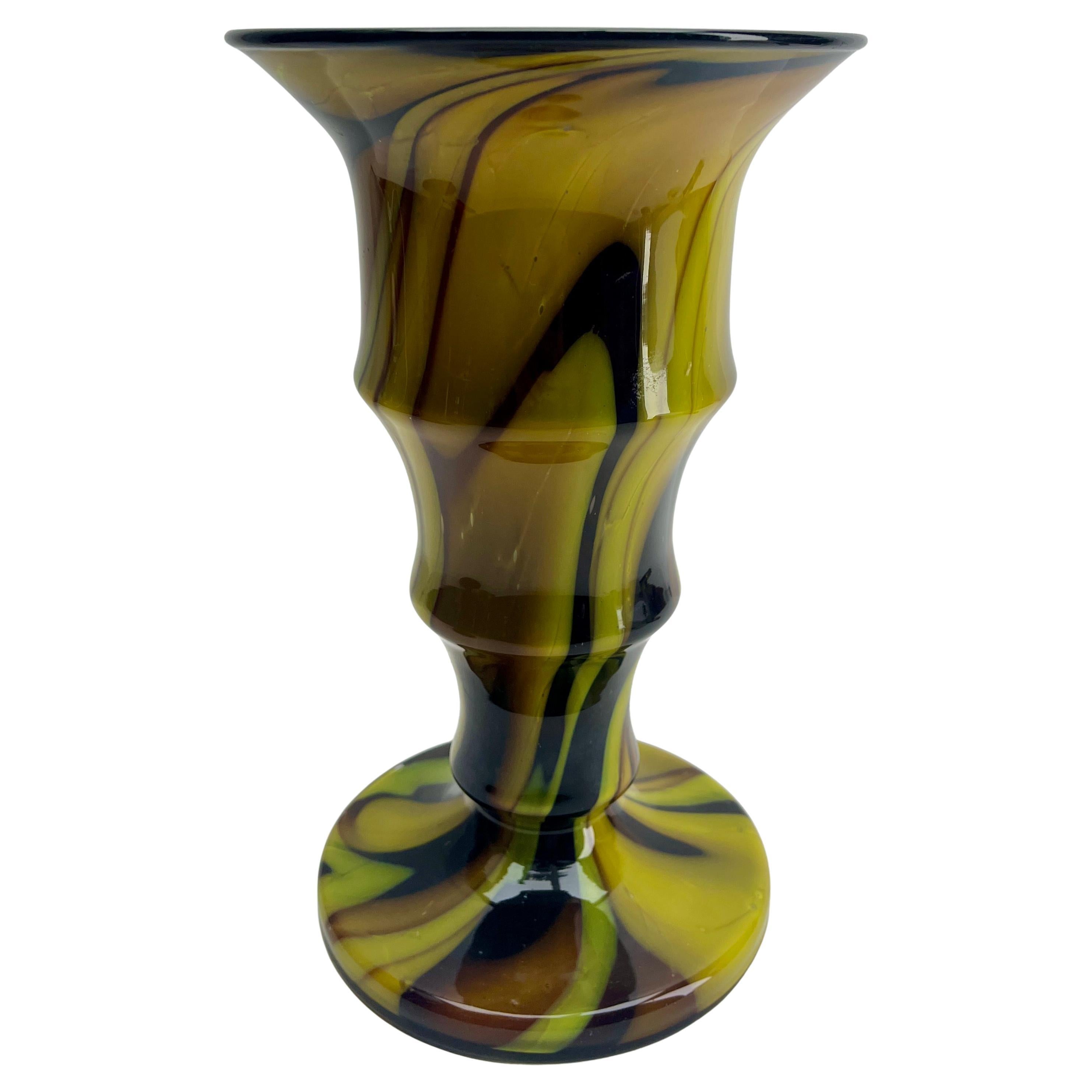 Mid-Century Modern Kralik Ernst Steinwald &Co Vase-Trumpet Vase Laminated Glass Czechoslovakia For Sale