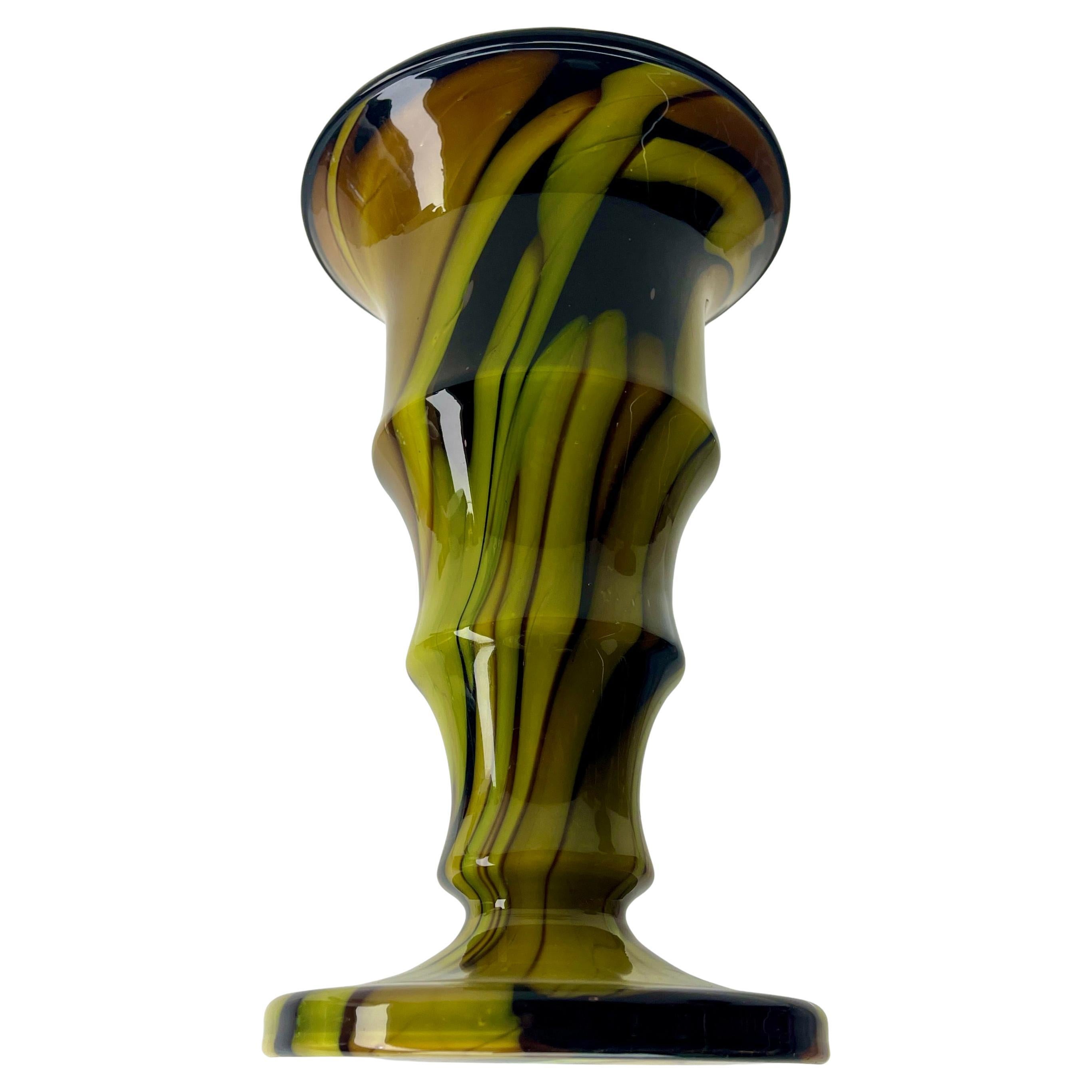 Art Glass Kralik Ernst Steinwald &Co Vase-Trumpet Vase Laminated Glass Czechoslovakia For Sale
