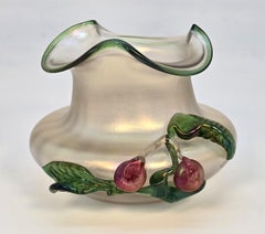 Kralik glass works vase, Bohemian iridescent art glass, Czechoslovakian, C 1900