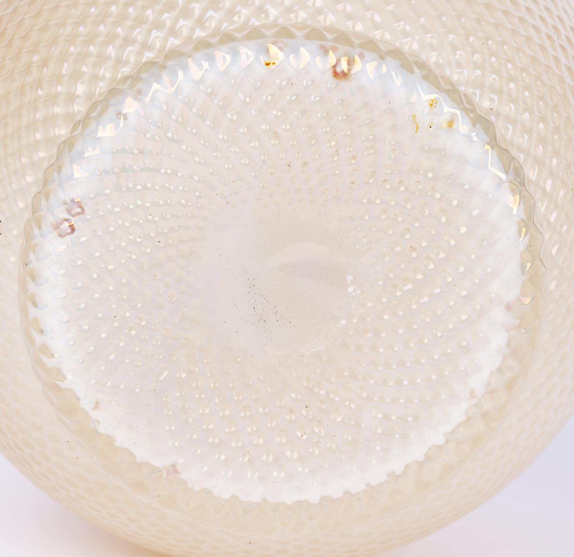 Kralik/Loetz White Opalescent Textured Art Glass Vase For Sale 7