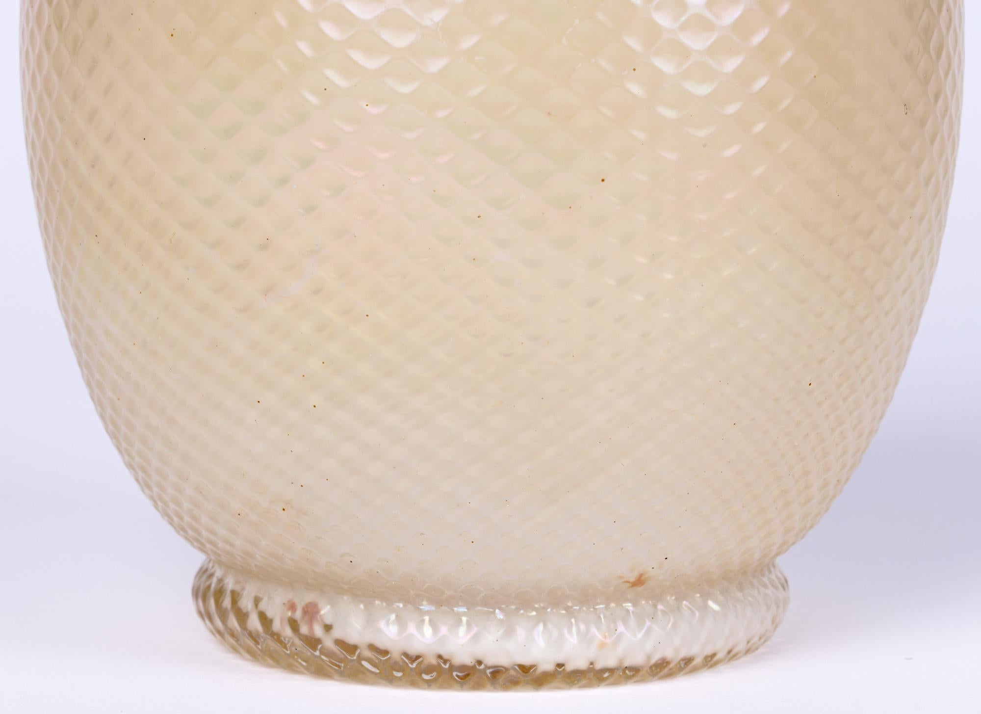 Austrian Kralik/Loetz White Opalescent Textured Art Glass Vase For Sale